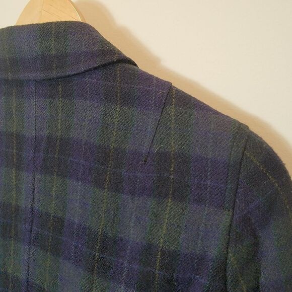 Liz Claiborne Vintage Green Tartan Plaid Dark Academia Blazer Size Small - Picture 8 of 10